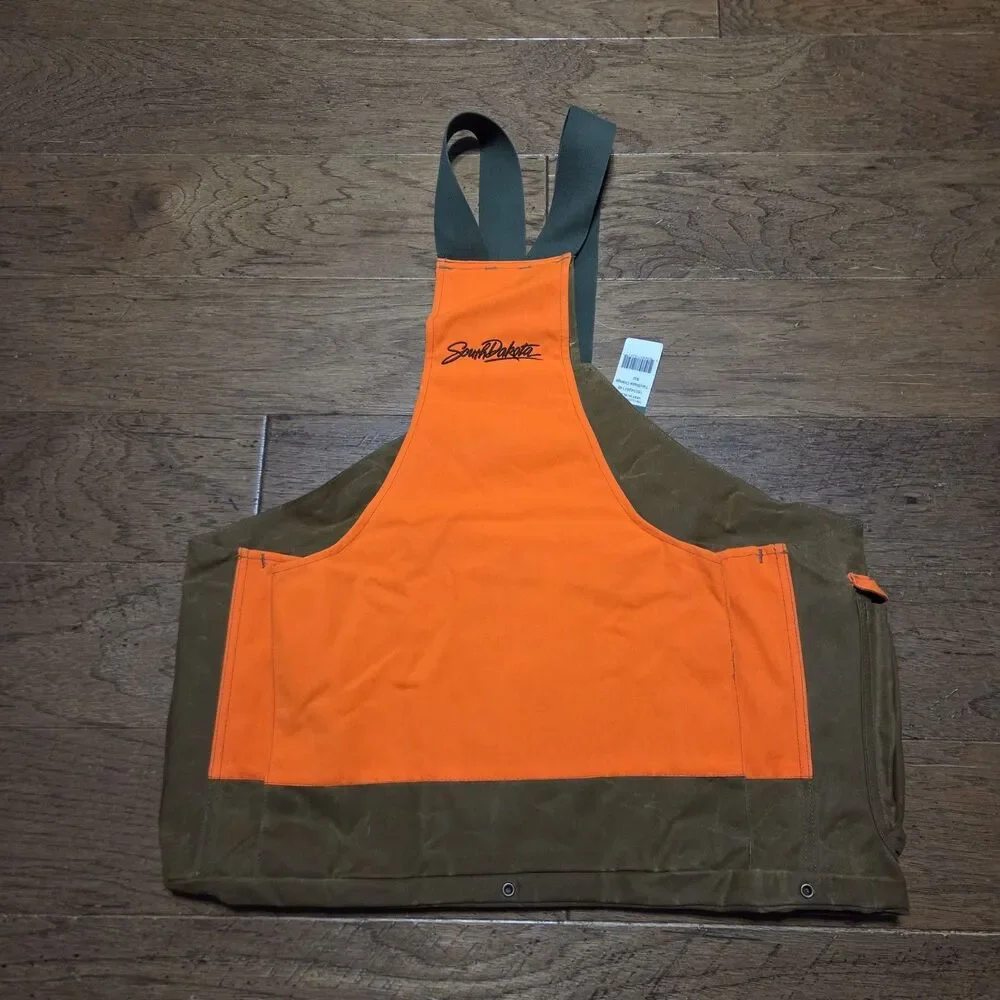 New Vtg Filson Tin Cloth Game Bag Hunting Vest Dark Tan Blaze Orange USA 16034